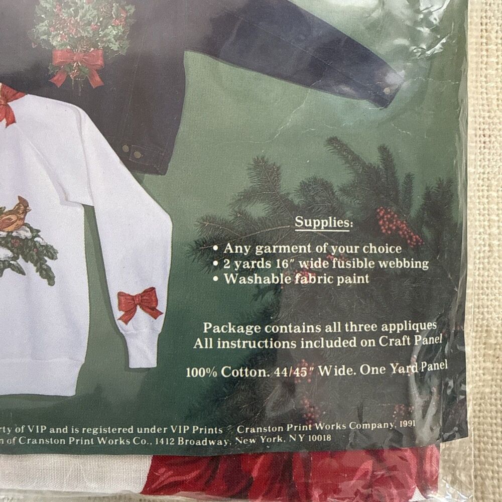 Christmas Poinsettias Cardinals Appliques Fabric Panel VIP Cranston Sew Crafts - Picture 4 of 11